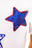 Patriotic Stars Patch Tee - Jess Lea Boutique