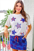 Patriotic Stars Patch Tee - Jess Lea Boutique