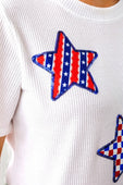 Patriotic Stars Patch Tee - Jess Lea Boutique