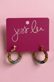 Pavé Hoop Earrings- Rainbow - Jess Lea Boutique
