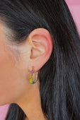 Pavé Hoop Earrings- Rainbow - Jess Lea Boutique