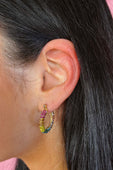 Pavé Hoop Earrings- Rainbow - Jess Lea Boutique