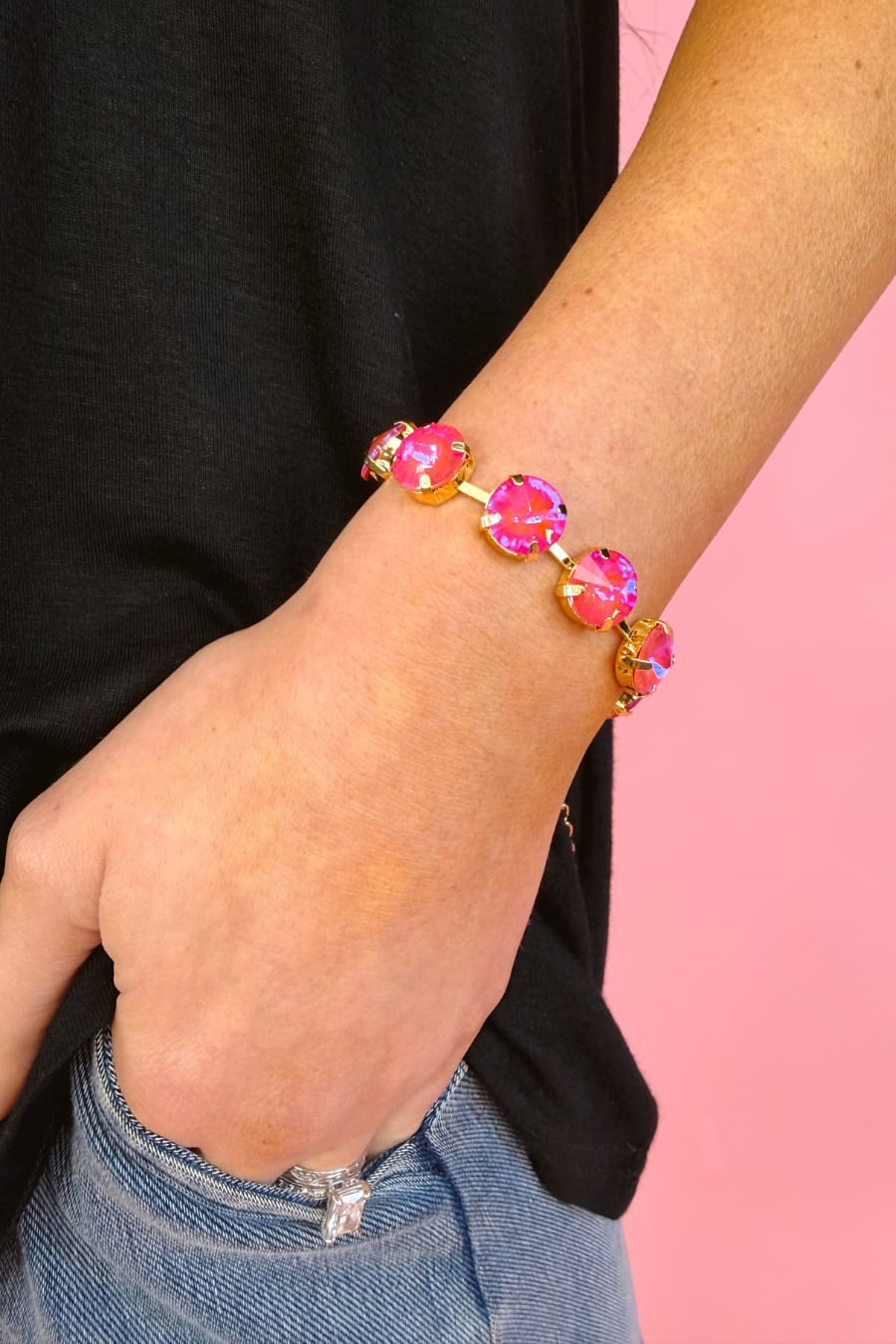 Pink Paradise Round Crystal Bracelet - Jess Lea Boutique