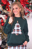Plaid Christmas Tree Luxe Pullover - Jess Lea Boutique