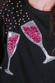 PREORDER-Pop the Champagne Pullover- Black - Jess Lea Boutique