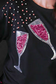 PREORDER-Pop the Champagne Pullover- Black - Jess Lea Boutique