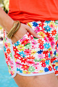 PREORDER-Bright Blooms Floral Drawstring Everyday Shorts