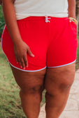PREORDER-Red And White Drawstring Everyday Shorts