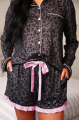 PREORDER- Smokey Leopard Ruffle Pajama Set - Jess Lea Boutique