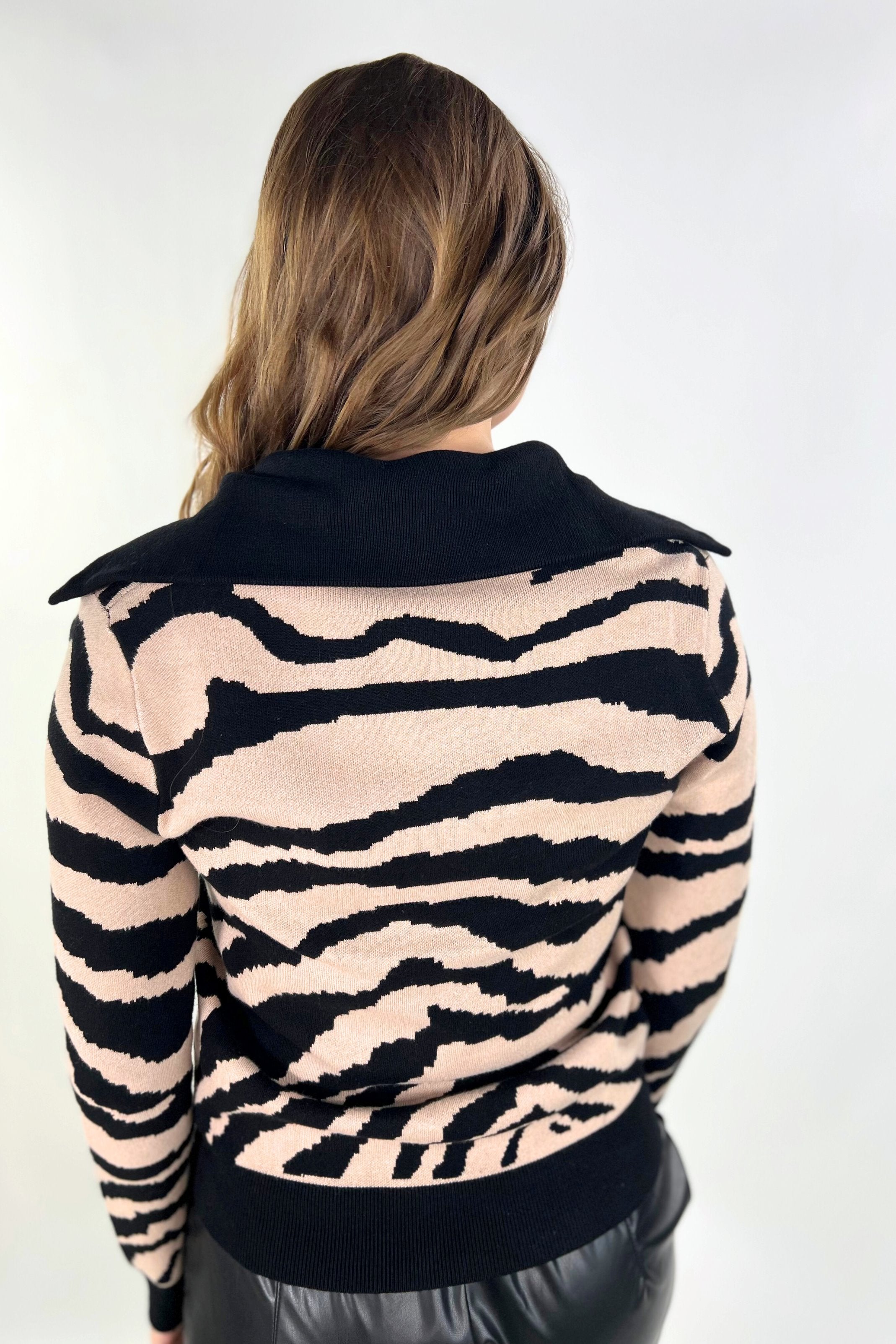 PREORDER-Zuri Zebra Quarter Zip Pullover