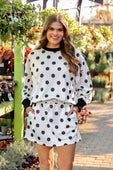 Printed Terry Skort Set- Black/White Polka Dot - Jess Lea Boutique
