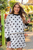 Printed Terry Skort Set- Black/White Polka Dot - Jess Lea Boutique