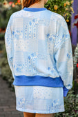 Printed Terry Skort Set- Blue Patchwork - Jess Lea Boutique