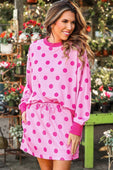 Printed Terry Skort Set- Pink/Magenta Polka Dot - Jess Lea Boutique