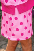 Printed Terry Skort Set- Pink/Magenta Polka Dot - Jess Lea Boutique