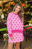 Printed Terry Skort Set- Pink/Magenta Polka Dot - Jess Lea Boutique