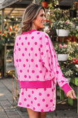 Printed Terry Skort Set- Pink/Magenta Polka Dot - Jess Lea Boutique