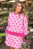 Printed Terry Skort Set- Pink/Magenta Polka Dot - Jess Lea Boutique