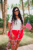 PREORDER-Red And White Drawstring Everyday Shorts