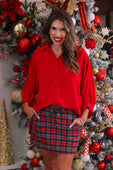 Red Christmas Plaid Skort - Jess Lea Boutique
