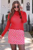Red Diagonal Gingham Skort - Jess Lea Boutique