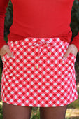 Red Diagonal Gingham Skort - Jess Lea Boutique