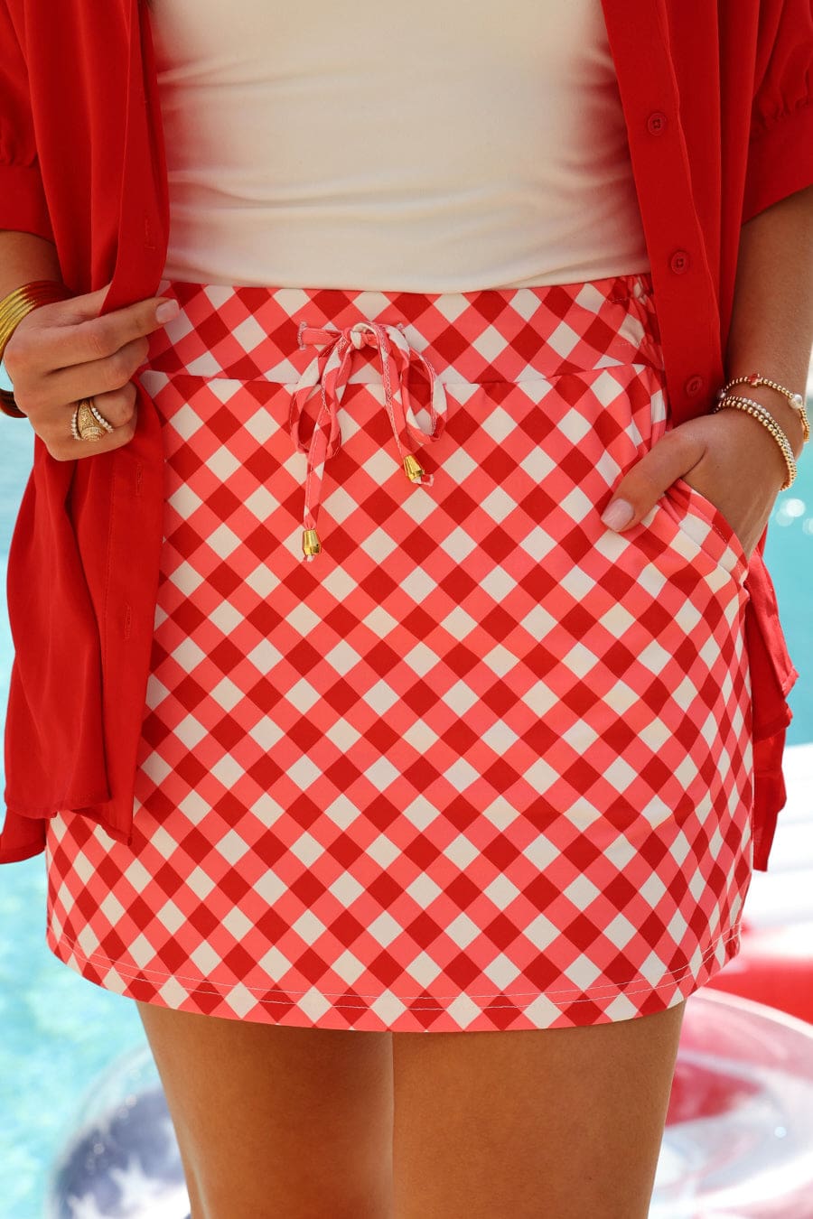 Red Diagonal Gingham Skort - Jess Lea Boutique