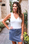 Refined Denim Stretch Skort- Light Wash - Jess Lea Boutique