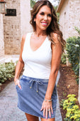 Refined Denim Stretch Skort- Light Wash - Jess Lea Boutique