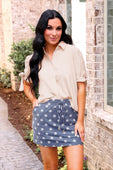 Refined Denim Stretch Skort- Polka Dot - Jess Lea Boutique