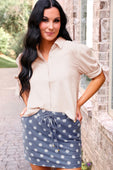 Refined Denim Stretch Skort- Polka Dot - Jess Lea Boutique