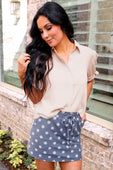 Refined Denim Stretch Skort- Polka Dot - Jess Lea Boutique
