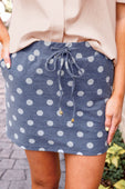Refined Denim Stretch Skort- Polka Dot - Jess Lea Boutique
