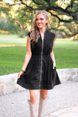 Refined Denim Zipper Dress- Black - Jess Lea Boutique