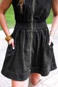 Refined Denim Zipper Dress- Black - Jess Lea Boutique