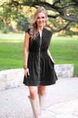 Refined Denim Zipper Dress- Black - Jess Lea Boutique