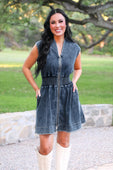 Refined Denim Zipper Dress- Light Wash - Jess Lea Boutique