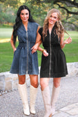 Refined Denim Zipper Dress- Light Wash - Jess Lea Boutique