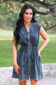Refined Denim Zipper Dress- Light Wash - Jess Lea Boutique