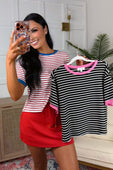Retro Stripe Tee- White and Red - Jess Lea Boutique