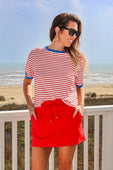 Retro Stripe Tee- White and Red - Jess Lea Boutique