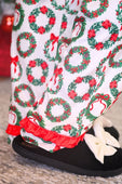 Ribbon Wreath Ruffle Pajama Set - Jess Lea Boutique