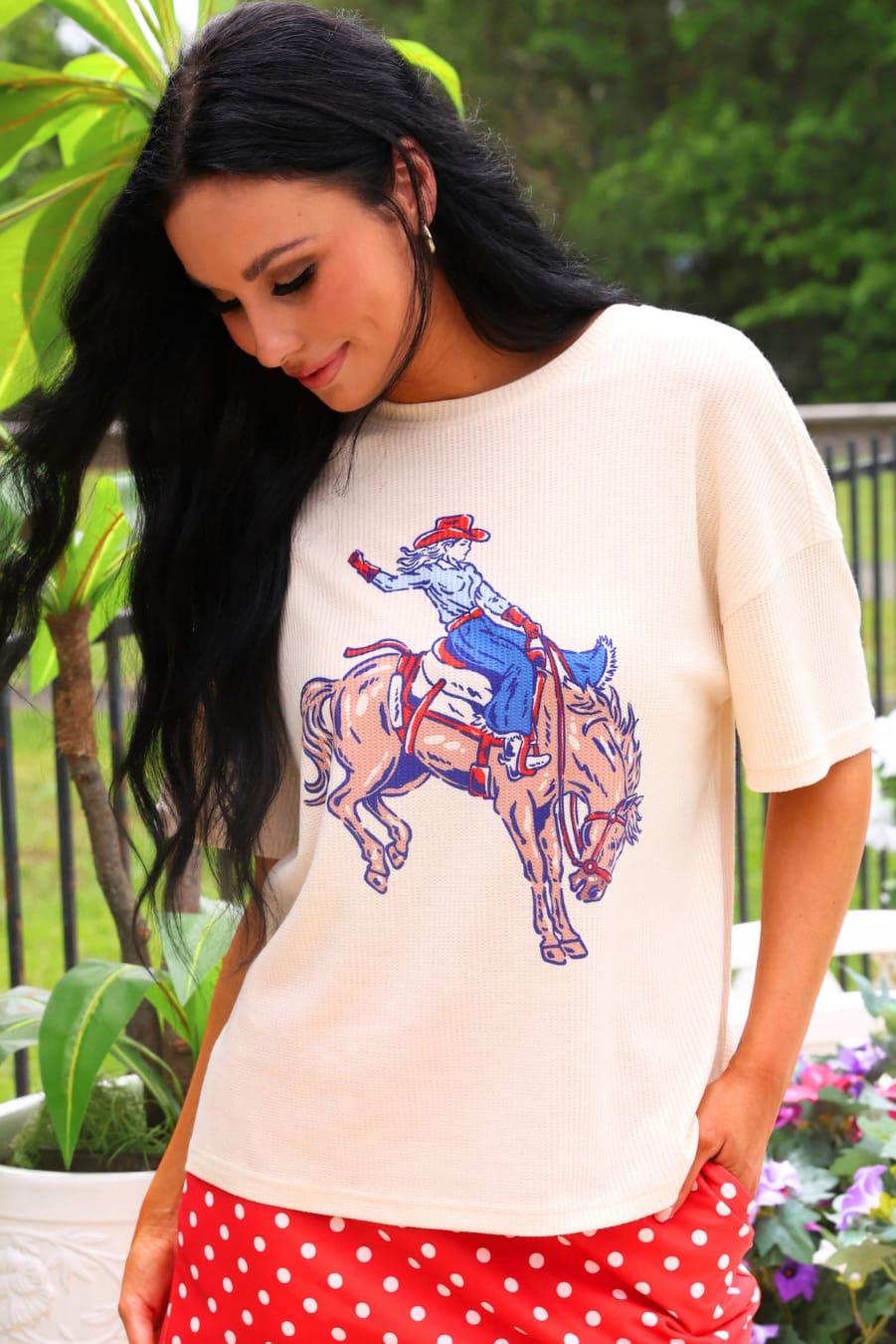 Rodeo Queen Waffle Tee - Jess Lea Boutique