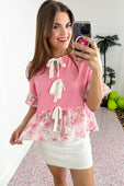 Rosy Ruffle Bow Top - Jess Lea Boutique
