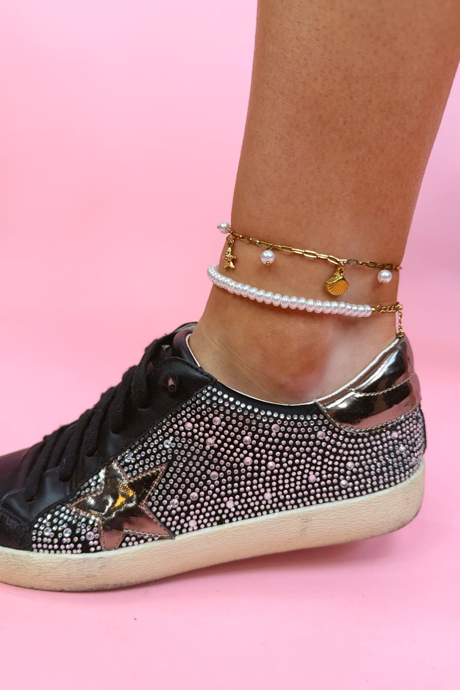 Seashell Charm Pearl Anklet Set - Jess Lea Boutique