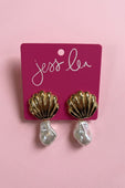 Seashell Pearl Drop Earrings - Jess Lea Boutique