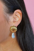 Seashell Pearl Drop Earrings - Jess Lea Boutique