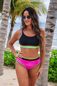 Set For Vacay Two Piece Swimsuit- Black/Neon - Jess Lea Boutique
