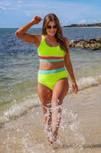 Shades of Summer Two Piece Swimsuit- Neon Lime - Jess Lea Boutique
