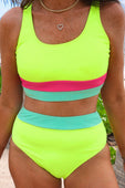 Shades of Summer Two Piece Swimsuit- Neon Lime - Jess Lea Boutique
